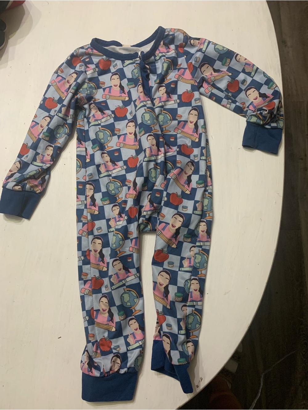 Vintage Vibe Teacher Ms Rachel Inspired Bamboo Zipper Romper Pajamas 18-24M